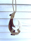 Hawaiian Jewelry Koa Wood W  Buffalo Bone Fish Hook Choker necklace