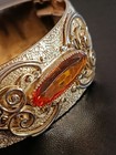 Vintage Whiting   Davis Victorian Art Nouveau Revival Hinged Bangle Bracelet