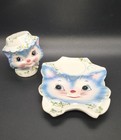 Rare Vtg Lefton  miss Priss  Spoon Rest   Spice Shaker Set  1525 W org Plug
