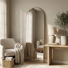 New West Elm Full Length Arched Gold Framed Boho Floor   Wall Mirror 65  X 24 