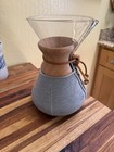 Chemex Classic 9  Glass Pour Over Coffee Maker With Wood Leather Collar And Cozy