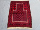 Vintage Red Black Tribal Rug 3 3  X 4 4  Geometric Accent Entryway Carpet