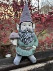 Old Vintage Antique Cast Iron Garden Gnome Lot Of 3 Rusty Glam Woodland Statues