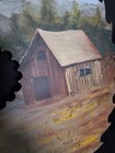 Vintage Lg Hand Painted Signed 21  Saw Blade Wall Hanging Barn Outdoor Country