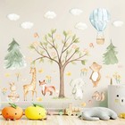 Watercolor Tree Animal Wall Stickers Forest Animals Wall Sticker Baby Room De   