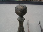 Vintage Pair Of Brass Plated Fireplace Andirons Fire Dogs Hammered Cast Iron  18
