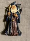 Vintage Wizard Figurine With Dragon Crystal Ball Fantasy Sorcerer Statue