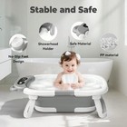 Grey Collapsible Baby Bathtub Soft Cushion Net Portable Infant Travel Tub 0-3y