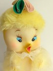 Vintage Baby Chick Rubber Toy W yellow Fur 5  Tall Easter Kitschy Made In Japan 