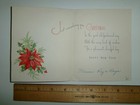 Vtg Christmas Card Snowy Winter Scene Birch Homes Men Yule Log 50 s