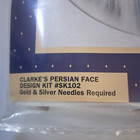 Vtg New Clarke s O-sew-ez Punch Embroidery Kit Persian Cat Silver Gold Thread