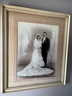 Vintage Ropetan Wood Frame With Wedding Portrait -scuffs Wear See Photos 24wx28t