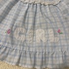 Vtg Mayfair Baby Dress Blue And White Checked Eyelet Trim Embroidered Flowers 3m