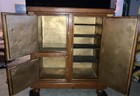 D Eddy   Sons Antique Pine Wood Icebox Refrigerator Chest Cabinet 3 Door 4 Shelf