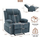 Oversized Recliner Chair W Massage Heat Manual Reclining Sofa Chair Blue