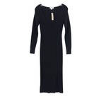 Nwt J crew Black Side Slit Sweater Dress Long Sleeve Stretch Bodycon Scoop Xs