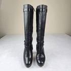 Cole Haan Black Leather Knee High Platform Heeled Boots Women s Size 5 5b