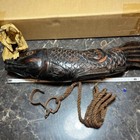 Japanese New Wooden Jizai Kagi Koi Irori Hearth Hook Unused Carved Fish Hanger