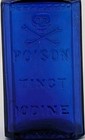 Rare Cobalt Blue  Skull   Crossbones Posion Bottle Tinct Iodine 3-1 8  Bim 