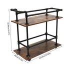 2-tier Industrial Coffee Table Bar Cart Trolley Rolling Casters Wheels Wine Rack