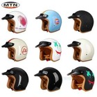 Vintage Motorcycles Helmet Dot Certified Synthetic Leather 3 4 Jet Mask Helmets