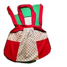 Mcm Retro Full Apron Vintage Floral Print With Red Black Ric Rac Pocket Trim See