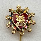 Vintage Loyal Order Of Moose Stick Pin Fraternal Pin Red Enamel Heart