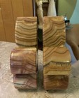 Gorgeous Vintage Pair Polished Natural Onyx Marble Stone Bookends