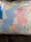 Vintage Decorative Baby Nursery Pillow Unisex Blue Pink Bear Yellow Made In Usa