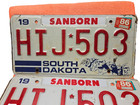 1986 - Sanborn South Dakota  Steel License Plate Pair Set   Hij 503 Mt  Rushmore