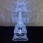 Vintage Clear Crystal Glass Eiffel Tower Trinket Box Paris Faux Fairy Light 7 5   