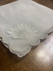 Vtg  Hand Embroidered Wedding Handkerchief Ivory 