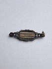 Antique Art Deco Sterling Silver And Onyx Engraved Pin Brooch 5g