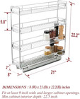 4-tier Pull Out Kitchen Cabinet Spice Rack Holder Shelves  8  W X 21  D   Slide