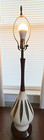 1960 Quartite Creative Table Lamp W burlap Shade-elongated-danish Modern-atomic