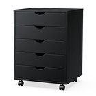 Wood File Cabinet - 5 Layers With Pull-out Drawers And Wheels For Home Office