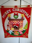 Vintage Merry Christmas Felt Jeweled Sequin Wall Hanging Finished Complete Kit