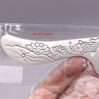 Solid 999 Fine Silver Cute Comb Fish Flower Pattern Handle Small Portable Comb