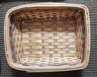 Vintage Woven Wicker Wood  Basket 12 x10  Rectangle Rustic Farmhouse