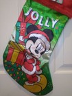 Disney Mickey Mouse Jolly Satin Christmas Stocking W  Plush Cuff Large 18    New 