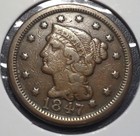 Nice Fine   very Fine 1847 Braided Hair Us Large 1c Cent Penny Free Shipping 