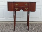 Antique Martha Washington Sewing Storage Table  Unique Kidney Shape  Carved Legs