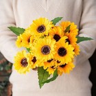 26 Head Artificial Decor Sunflower Silk Fake Flowers Bouquet Bridal Home Garden