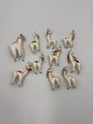 10 Vtg Llama Alpaca Figure Real Spun Wool Fur Wire Artisan Made Christmas Decor