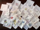 Lot Of 24 Vintage White Hankies Handkerchiefs  Lace  Floral Embroidery  Scallops