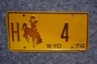 1974 Wyoming License Plate Low   H - 4