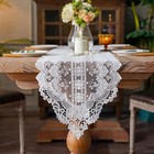 White Vintage Embroidered Lace Table Runner Dresser Scarf Doilies Wedding Party
