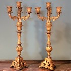 Antique French Bronze Ormolu Pair Of Four Light Candleabra