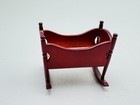 Vintage Dollhouse Doll House Furniture 1 12 Rocking Baby Cradle Crib   Mattress