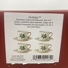 Lenox Holiday Holly Berry Leaves 4-piece Espresso Cup Saucer Set Christmas Rare